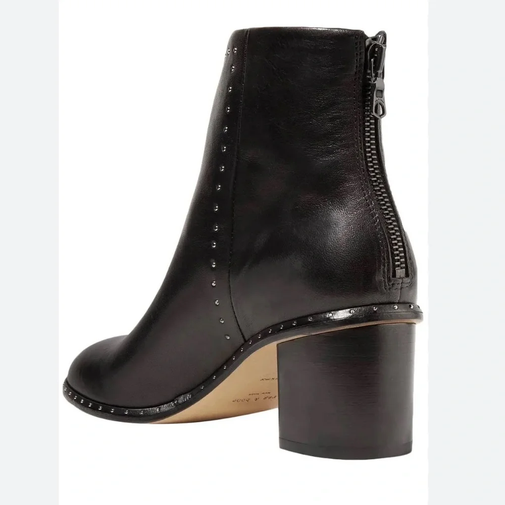 Rag & Bone Willow Stud Black Leather Ankle Boots. New In Box! Sz 5 - Picture 2 of 10